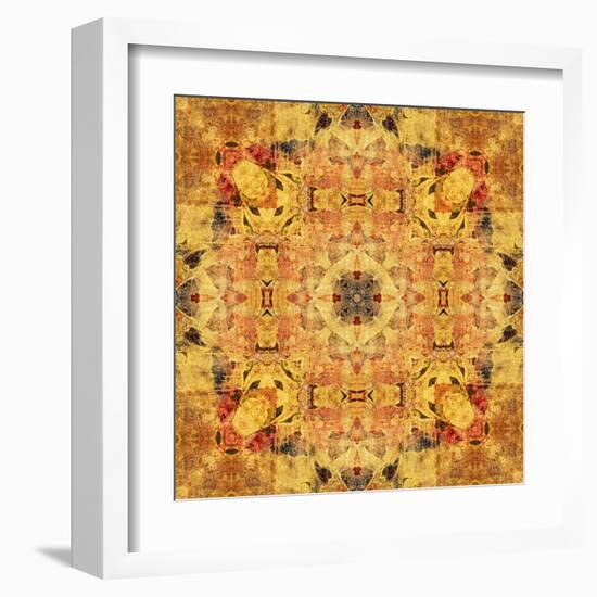 Art Nouveau Geometric Ornamental Vintage Pattern in Beige and Brown Colors-Irina QQQ-Framed Art Print