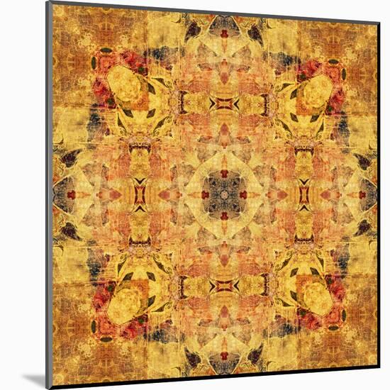 Art Nouveau Geometric Ornamental Vintage Pattern in Beige and Brown Colors-Irina QQQ-Mounted Art Print