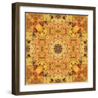 Art Nouveau Geometric Ornamental Vintage Pattern in Beige and Brown Colors-Irina QQQ-Framed Premium Giclee Print