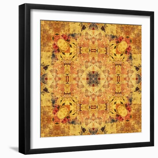 Art Nouveau Geometric Ornamental Vintage Pattern in Beige and Brown Colors-Irina QQQ-Framed Premium Giclee Print