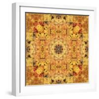 Art Nouveau Geometric Ornamental Vintage Pattern in Beige and Brown Colors-Irina QQQ-Framed Premium Giclee Print