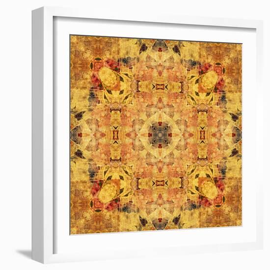 Art Nouveau Geometric Ornamental Vintage Pattern in Beige and Brown Colors-Irina QQQ-Framed Premium Giclee Print