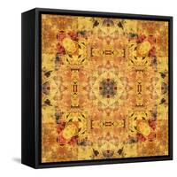 Art Nouveau Geometric Ornamental Vintage Pattern in Beige and Brown Colors-Irina QQQ-Framed Stretched Canvas