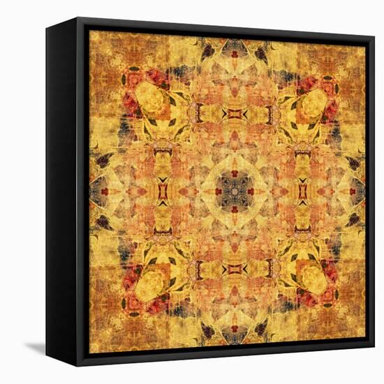 Art Nouveau Geometric Ornamental Vintage Pattern in Beige and Brown Colors-Irina QQQ-Framed Stretched Canvas