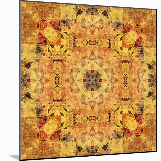 Art Nouveau Geometric Ornamental Vintage Pattern in Beige and Brown Colors-Irina QQQ-Mounted Art Print