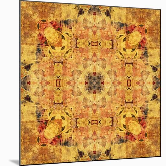 Art Nouveau Geometric Ornamental Vintage Pattern in Beige and Brown Colors-Irina QQQ-Mounted Art Print