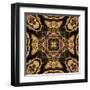 Art Nouveau Geometric Ornamental Vintage Pattern in Beige and Brown Colors-Irina QQQ-Framed Art Print