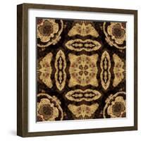 Art Nouveau Geometric Ornamental Vintage Pattern in Beige and Brown Colors-Irina QQQ-Framed Art Print