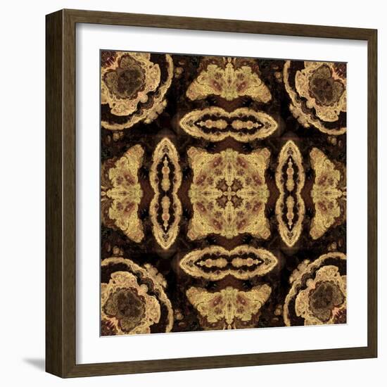 Art Nouveau Geometric Ornamental Vintage Pattern in Beige and Brown Colors-Irina QQQ-Framed Art Print