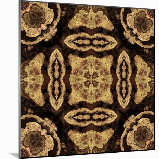 Art Nouveau Geometric Ornamental Vintage Pattern in Beige and Brown Colors-Irina QQQ-Mounted Art Print