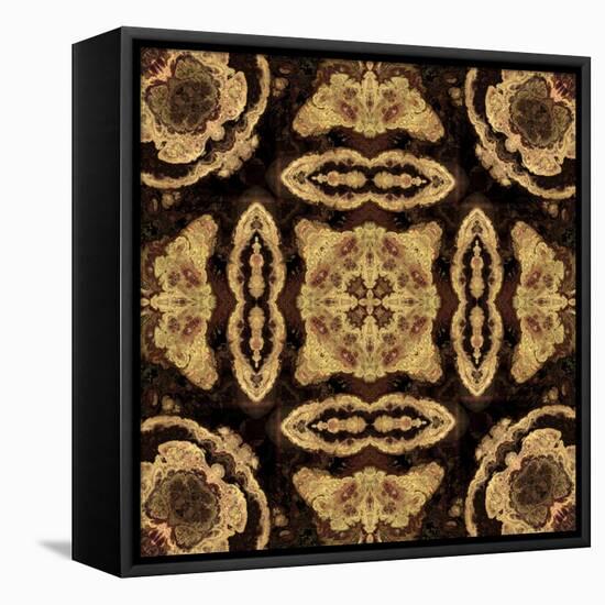 Art Nouveau Geometric Ornamental Vintage Pattern in Beige and Brown Colors-Irina QQQ-Framed Stretched Canvas