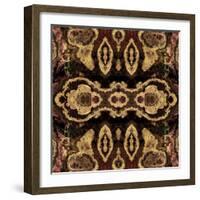 Art Nouveau Geometric Ornamental Vintage Pattern in Beige and Brown Colors-Irina QQQ-Framed Art Print