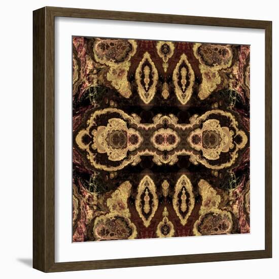 Art Nouveau Geometric Ornamental Vintage Pattern in Beige and Brown Colors-Irina QQQ-Framed Art Print