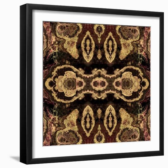 Art Nouveau Geometric Ornamental Vintage Pattern in Beige and Brown Colors-Irina QQQ-Framed Art Print