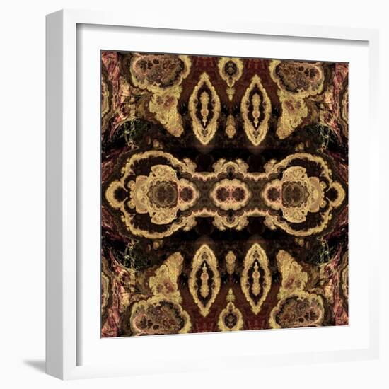 Art Nouveau Geometric Ornamental Vintage Pattern in Beige and Brown Colors-Irina QQQ-Framed Art Print