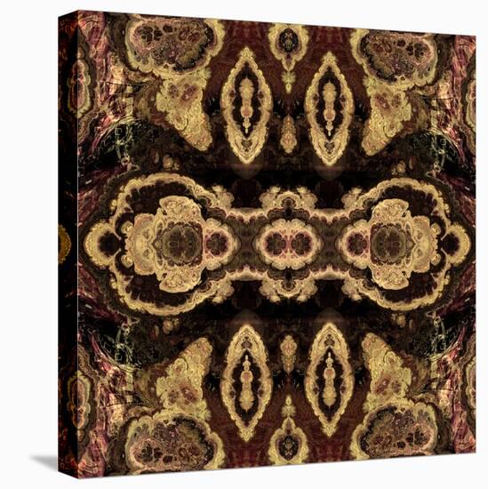 Art Nouveau Geometric Ornamental Vintage Pattern in Beige and Brown Colors-Irina QQQ-Stretched Canvas