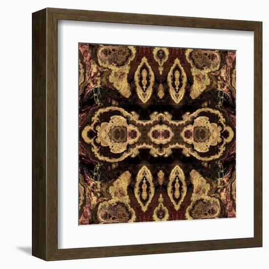 Art Nouveau Geometric Ornamental Vintage Pattern in Beige and Brown Colors-Irina QQQ-Framed Art Print