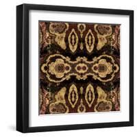 Art Nouveau Geometric Ornamental Vintage Pattern in Beige and Brown Colors-Irina QQQ-Framed Art Print