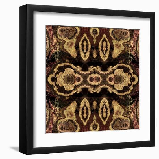 Art Nouveau Geometric Ornamental Vintage Pattern in Beige and Brown Colors-Irina QQQ-Framed Art Print