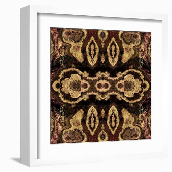 Art Nouveau Geometric Ornamental Vintage Pattern in Beige and Brown Colors-Irina QQQ-Framed Art Print