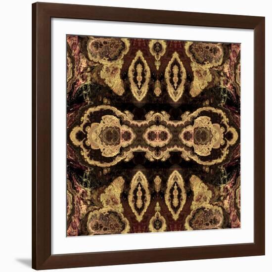 Art Nouveau Geometric Ornamental Vintage Pattern in Beige and Brown Colors-Irina QQQ-Framed Art Print