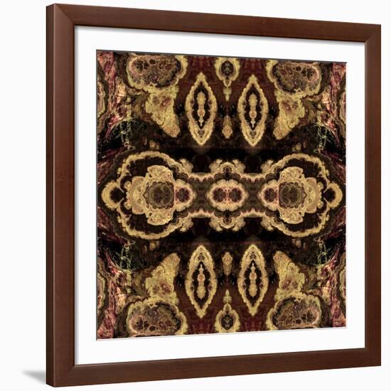 Art Nouveau Geometric Ornamental Vintage Pattern in Beige and Brown Colors-Irina QQQ-Framed Art Print