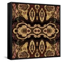 Art Nouveau Geometric Ornamental Vintage Pattern in Beige and Brown Colors-Irina QQQ-Framed Stretched Canvas