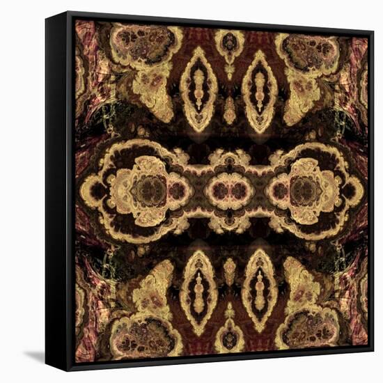 Art Nouveau Geometric Ornamental Vintage Pattern in Beige and Brown Colors-Irina QQQ-Framed Stretched Canvas