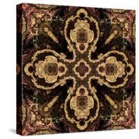 Art Nouveau Geometric Ornamental Vintage Pattern in Beige and Brown Colors-Irina QQQ-Stretched Canvas