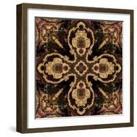 Art Nouveau Geometric Ornamental Vintage Pattern in Beige and Brown Colors-Irina QQQ-Framed Art Print