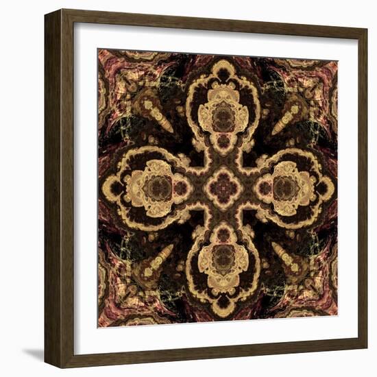 Art Nouveau Geometric Ornamental Vintage Pattern in Beige and Brown Colors-Irina QQQ-Framed Art Print