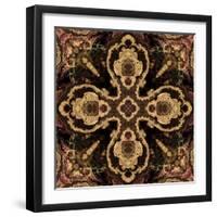 Art Nouveau Geometric Ornamental Vintage Pattern in Beige and Brown Colors-Irina QQQ-Framed Art Print