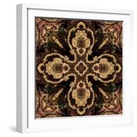 Art Nouveau Geometric Ornamental Vintage Pattern in Beige and Brown Colors-Irina QQQ-Framed Art Print