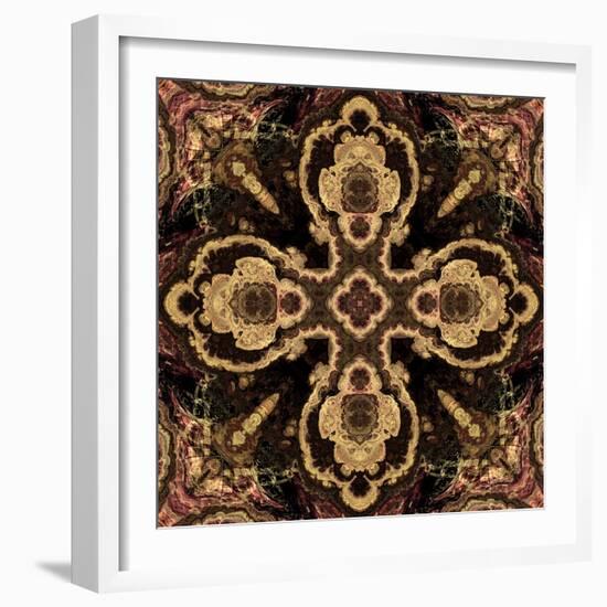 Art Nouveau Geometric Ornamental Vintage Pattern in Beige and Brown Colors-Irina QQQ-Framed Art Print