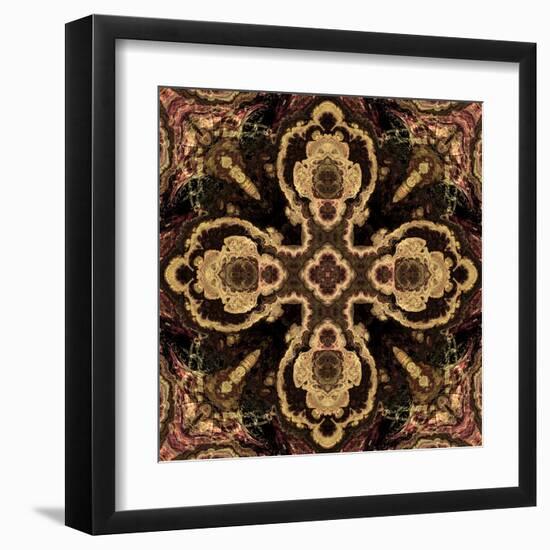 Art Nouveau Geometric Ornamental Vintage Pattern in Beige and Brown Colors-Irina QQQ-Framed Art Print