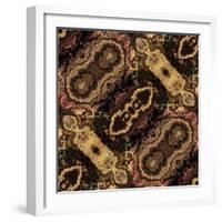 Art Nouveau Geometric Ornamental Vintage Pattern in Beige and Brown Colors-Irina QQQ-Framed Art Print