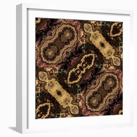 Art Nouveau Geometric Ornamental Vintage Pattern in Beige and Brown Colors-Irina QQQ-Framed Art Print