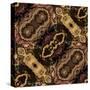 Art Nouveau Geometric Ornamental Vintage Pattern in Beige and Brown Colors-Irina QQQ-Stretched Canvas