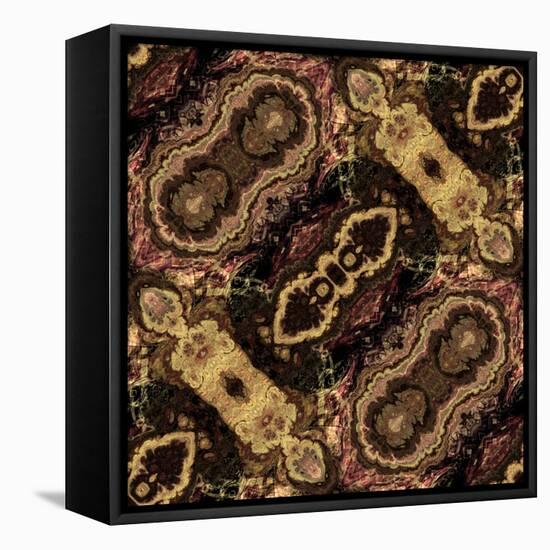 Art Nouveau Geometric Ornamental Vintage Pattern in Beige and Brown Colors-Irina QQQ-Framed Stretched Canvas