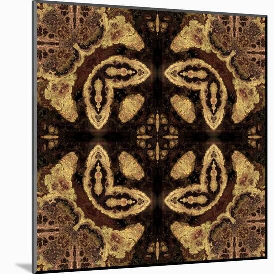 Art Nouveau Geometric Ornamental Vintage Pattern in Beige and Brown Colors-Irina QQQ-Mounted Art Print