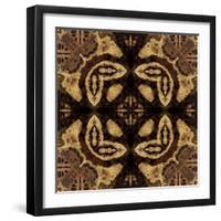 Art Nouveau Geometric Ornamental Vintage Pattern in Beige and Brown Colors-Irina QQQ-Framed Art Print