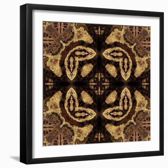 Art Nouveau Geometric Ornamental Vintage Pattern in Beige and Brown Colors-Irina QQQ-Framed Art Print