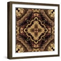 Art Nouveau Geometric Ornamental Vintage Pattern in Beige and Brown Colors-Irina QQQ-Framed Art Print