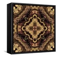 Art Nouveau Geometric Ornamental Vintage Pattern in Beige and Brown Colors-Irina QQQ-Framed Stretched Canvas