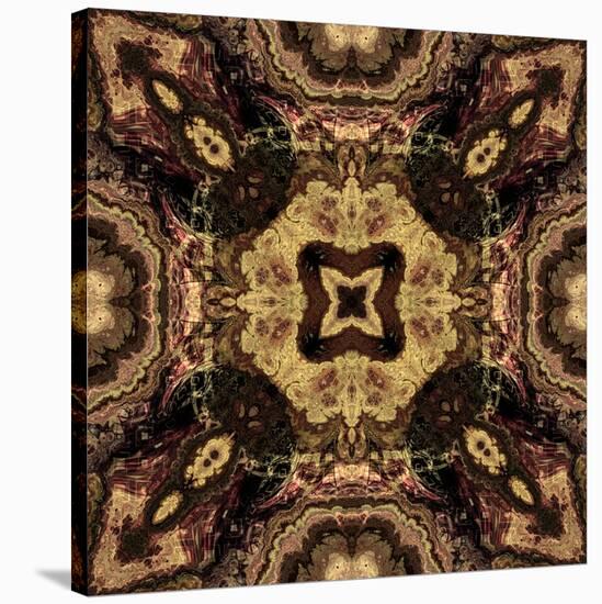 Art Nouveau Geometric Ornamental Vintage Pattern in Beige and Brown Colors-Irina QQQ-Stretched Canvas