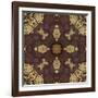 Art Nouveau Geometric Ornamental Vintage Pattern in Beige, Violet and Brown Colors-Irina QQQ-Framed Art Print