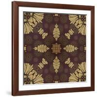 Art Nouveau Geometric Ornamental Vintage Pattern in Beige, Violet and Brown Colors-Irina QQQ-Framed Art Print