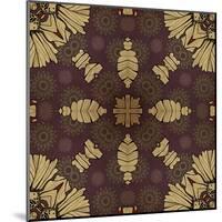 Art Nouveau Geometric Ornamental Vintage Pattern in Beige, Violet and Brown Colors-Irina QQQ-Mounted Art Print