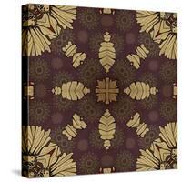 Art Nouveau Geometric Ornamental Vintage Pattern in Beige, Violet and Brown Colors-Irina QQQ-Stretched Canvas