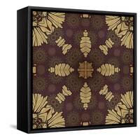 Art Nouveau Geometric Ornamental Vintage Pattern in Beige, Violet and Brown Colors-Irina QQQ-Framed Stretched Canvas